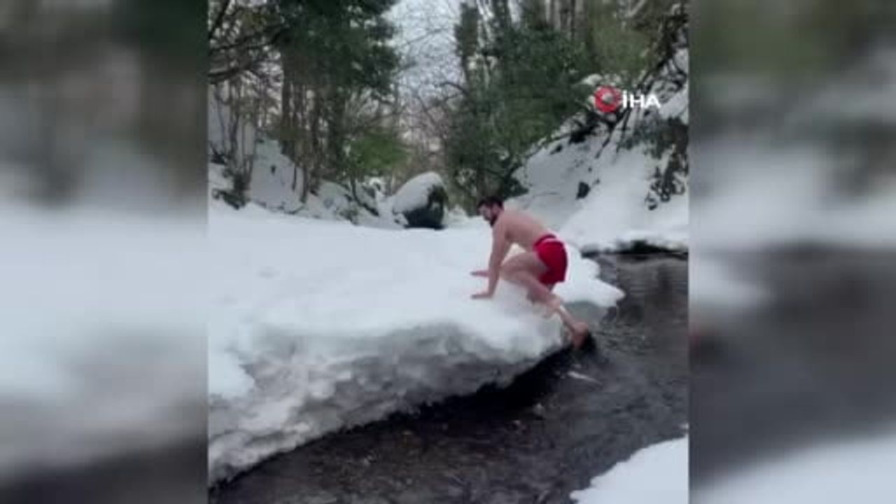 Düzceli Antrenörden Buz Gibi Havada Cesur Antrenman