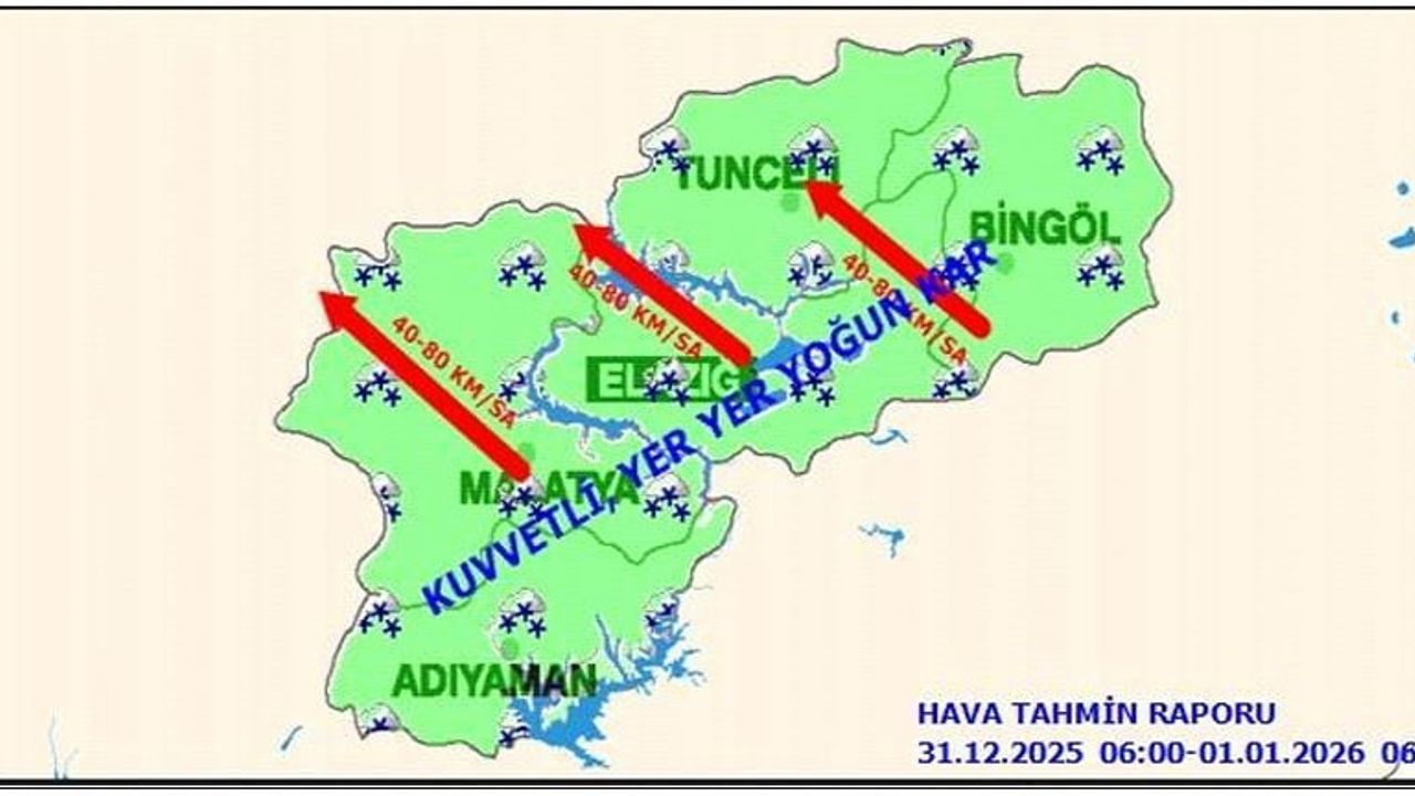 Elazığ İçin Kar ve Rüzgar Uyarısı