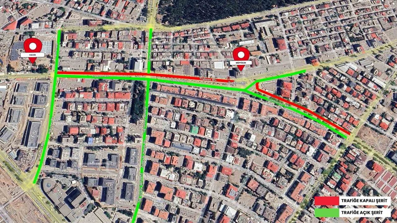 Kahramanmaraş'ta Trabzon Bulvarı'nda Trafik Düzenlemesi