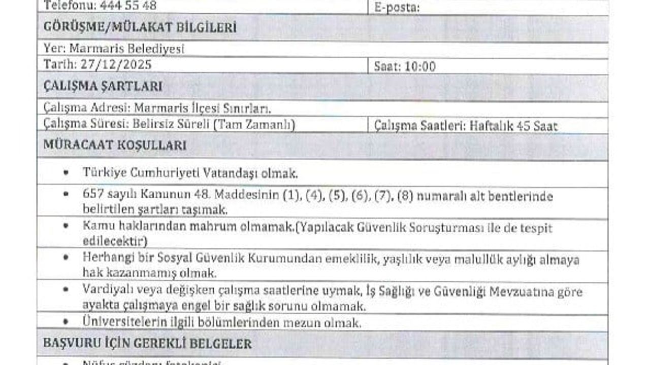 Marmaris Belediyesi'nde Veteriner Hekim Mülakatında Karışıklık
