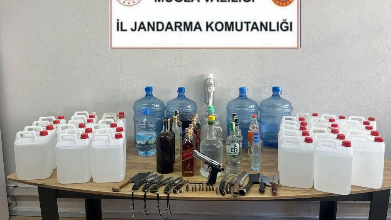 Milas'ta Kaçak İçki ve Ruhsatsız Silah Operasyonu
