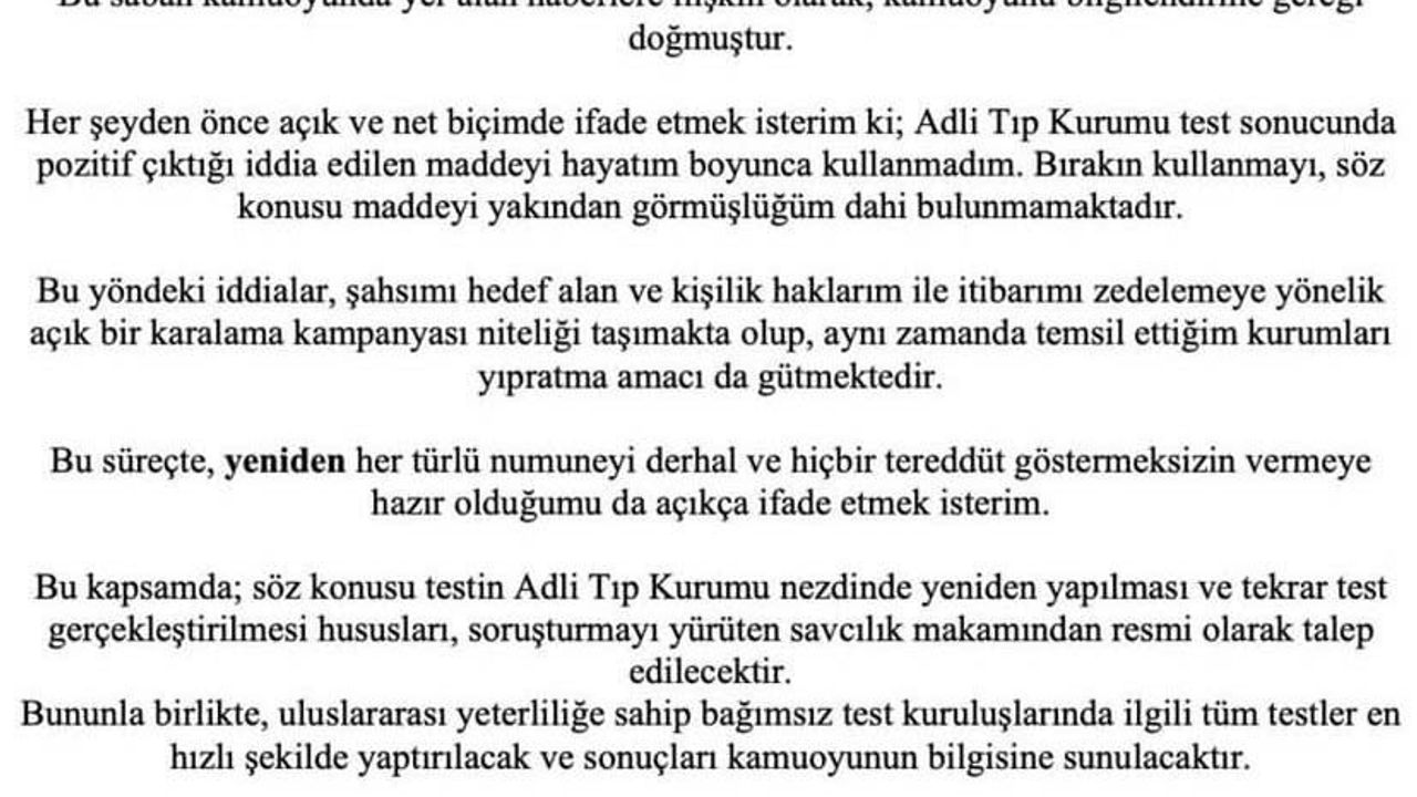 Sadettin Saran'dan Uyuşturucu Testi Açıklaması