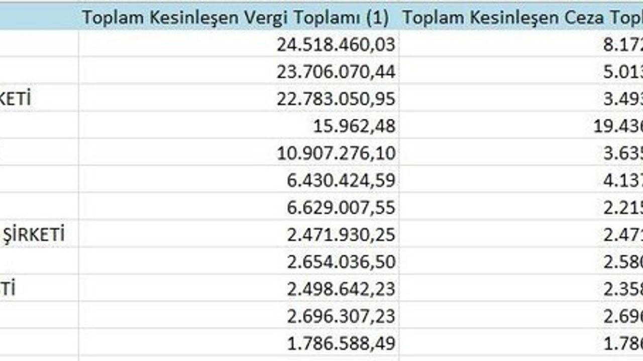 Samsun'daki Vergi Yüzsüzleri Listesi Açıklandı