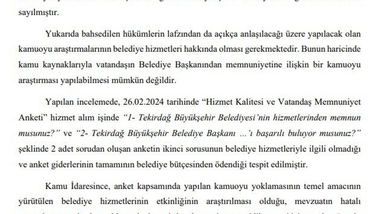 Tekirdağ Büyükşehir Belediyesi'nde Sayıştay'ın Usulsüzlük Tespiti