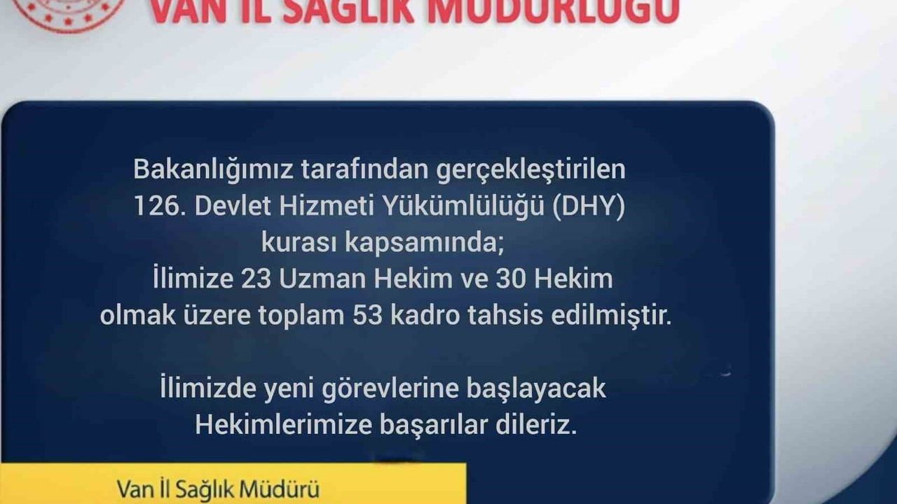 Van'a 53 Doktor Atandı