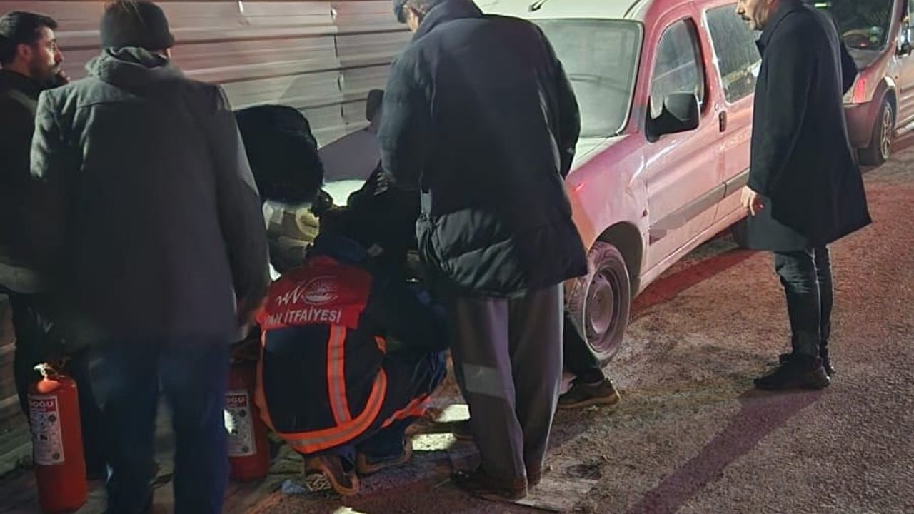 Van'da Park Halindeki Kamyonette Yangın Çıktı