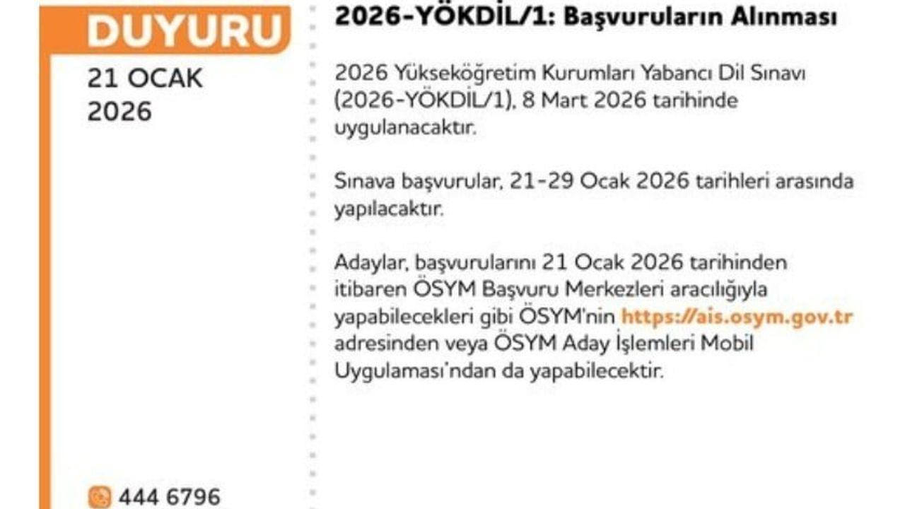 2026 YÖKDİL-1 Sınavı Başvuruları Başladı