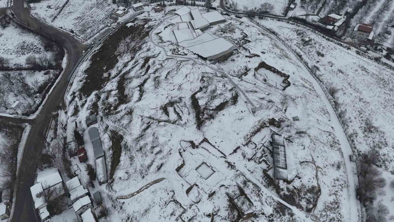Arslantepe Höyüğü, Kış Manzarasıyla Havadan Görüntülendi