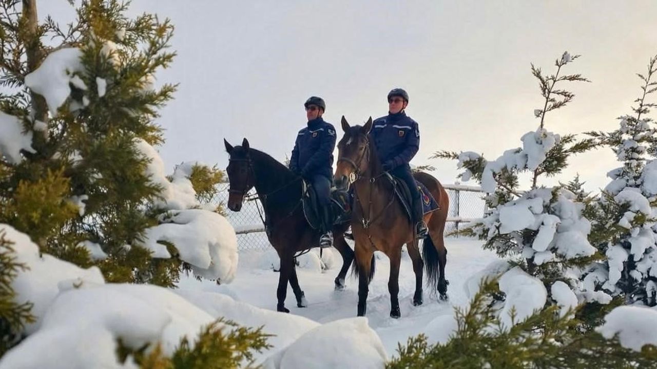 Atlı Jandarmadan Kış Nöbeti: Zorlu Hava Şartlarında Güvenlik