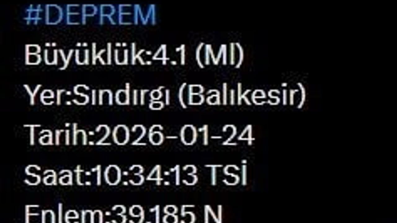 Balıkesir'de 4.1 Büyüklüğünde Deprem Gerçekleşti