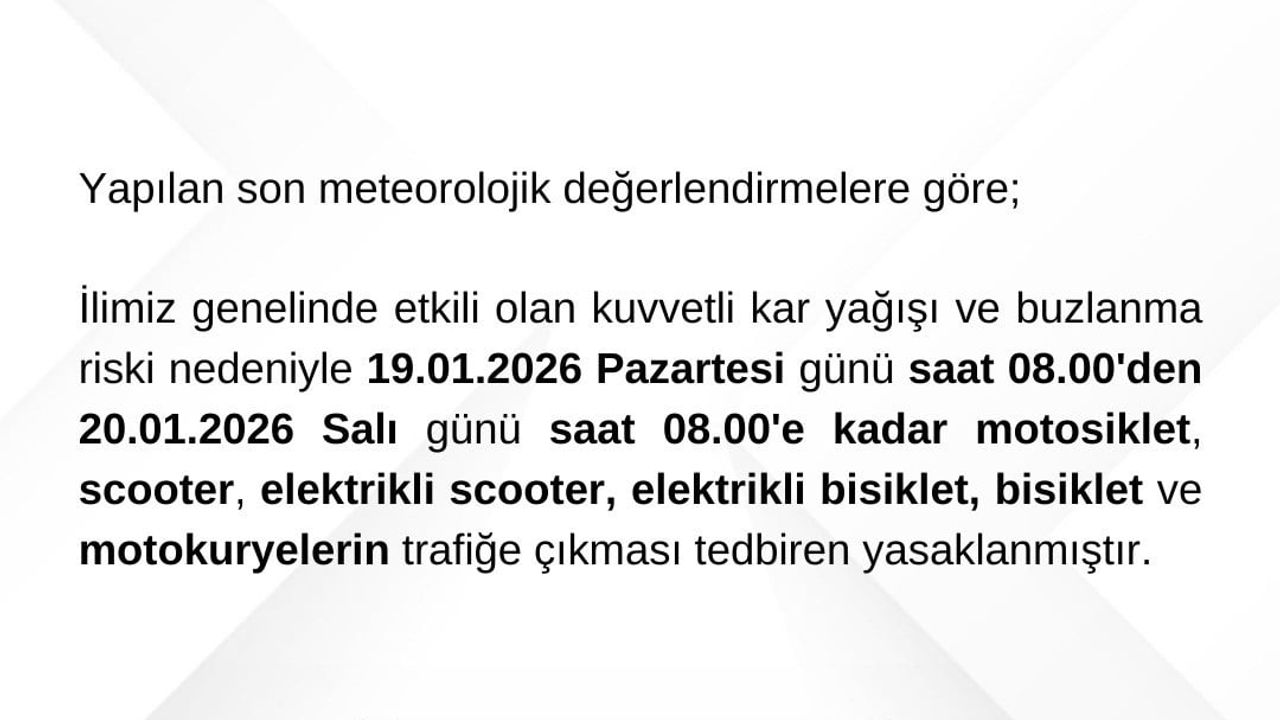 Bartın'da Motosiklet ve Bisikletler İçin Trafik Yasağı
