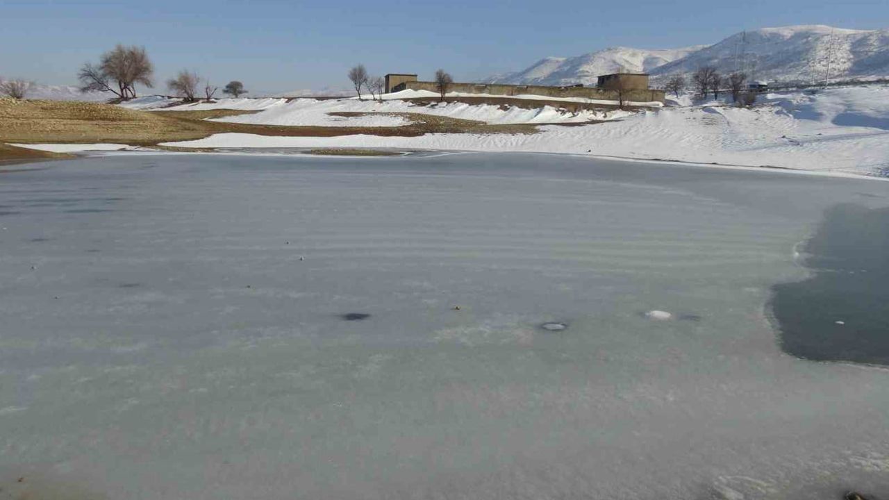Batman'da Kırkat Göleti Dondu: Vatandaşlar Fotoğraf Çekti
