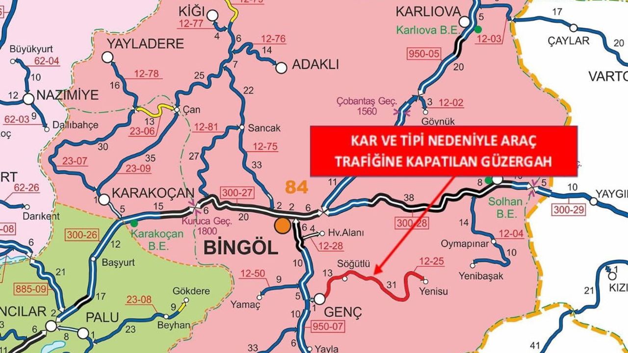 Bingöl'de Kar Yağışı Nedeniyle Yol Kapatıldı