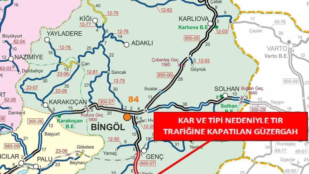 Bingöl-Diyarbakır Karayolu Tır Trafiğine Kapatıldı