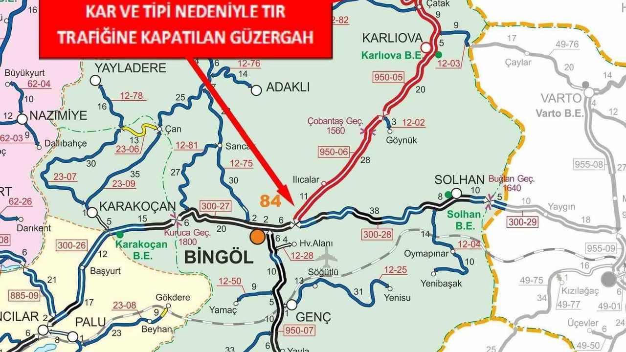 Bingöl'ün Komşu İlleriyle Tır Trafiği Kapatıldı