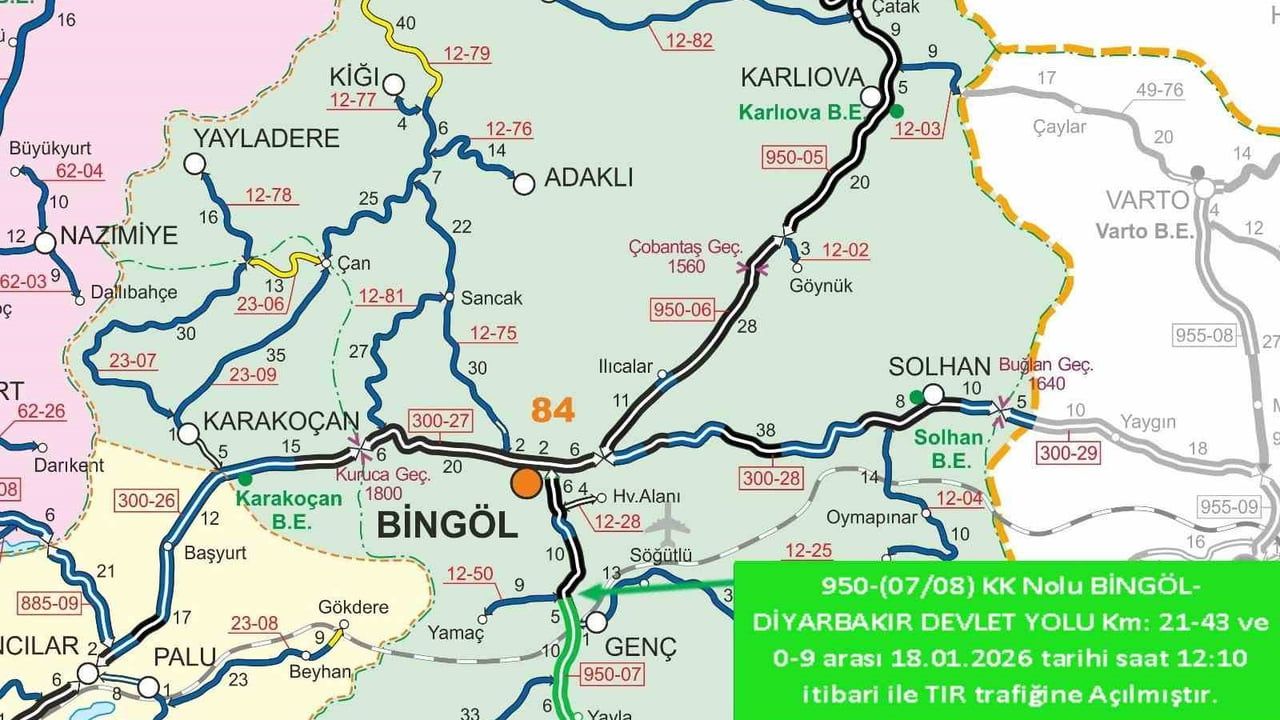 Bingöl'ün Tır Trafiği Yeniden Açıldı