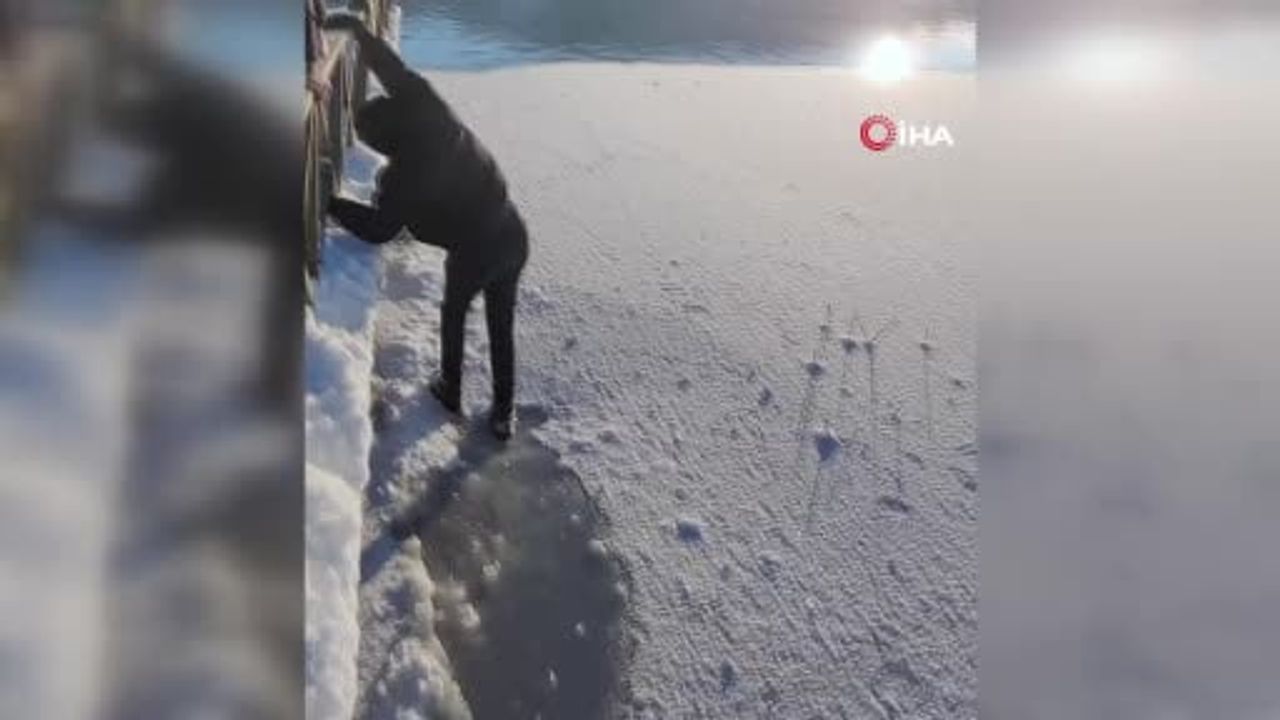 Bolu'da Tehlikeli Donmuş Göl Macerası