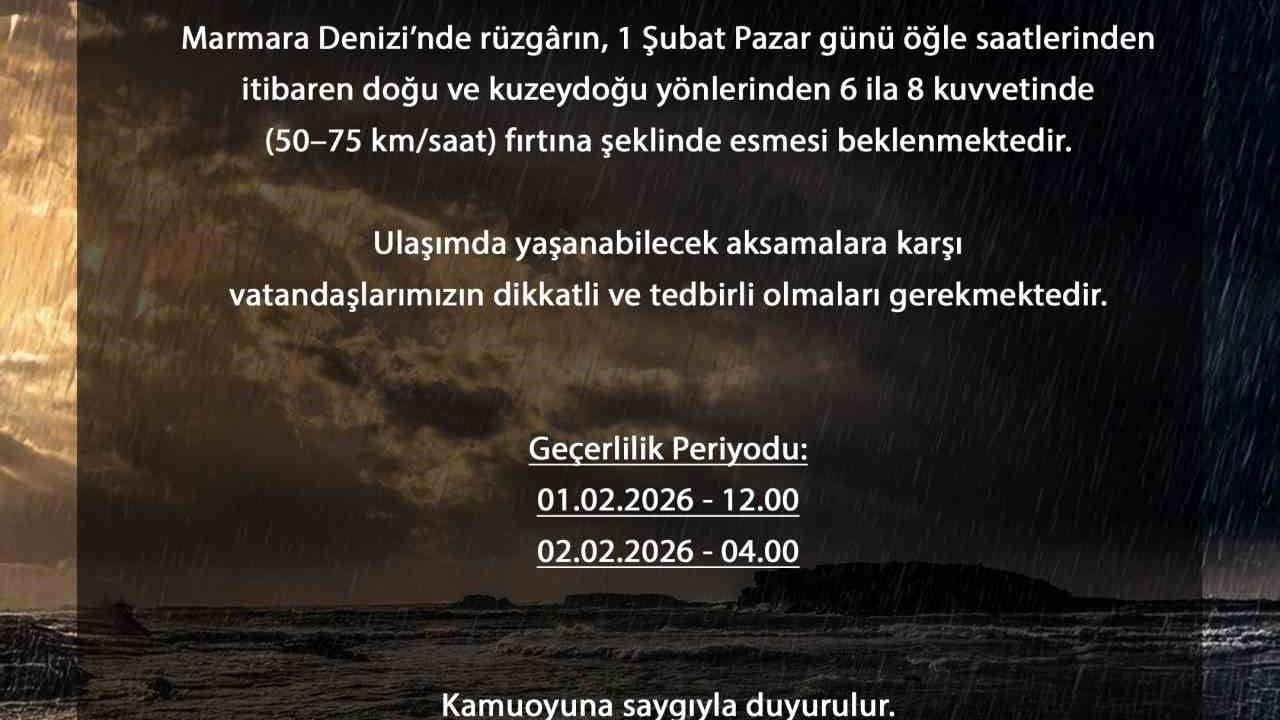 Bursa'da Fırtına Uyarısı: Hız 75 km/saniye