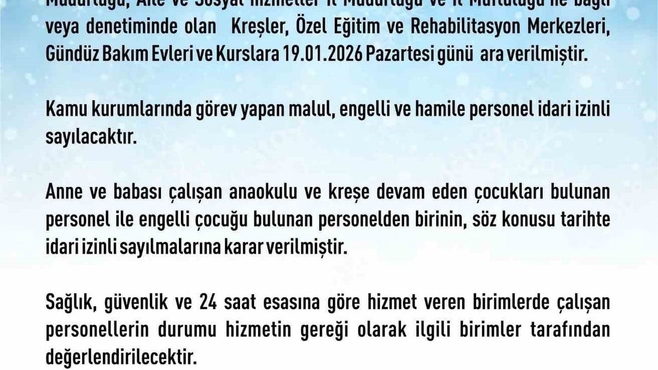 Elazığ'da Kar Yağışı Nedeniyle Kurslara Ara Verildi