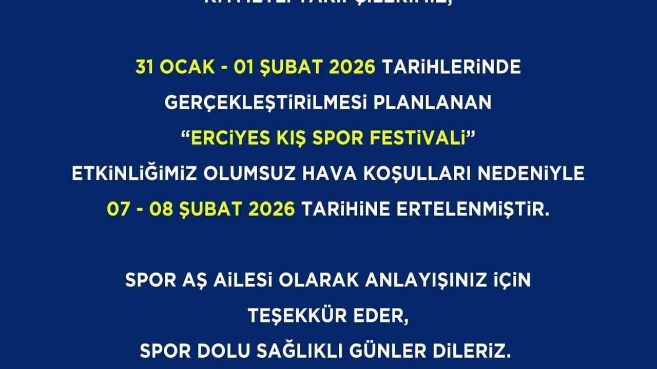 Erciyes Kış Spor Festivali Olumsuz Hava Şartları Nedeniyle Ertelendi