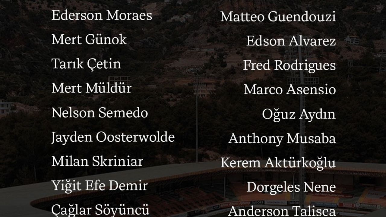 Fenerbahçe'nin Alanyaspor Kamp Kadrosu Açıklandı