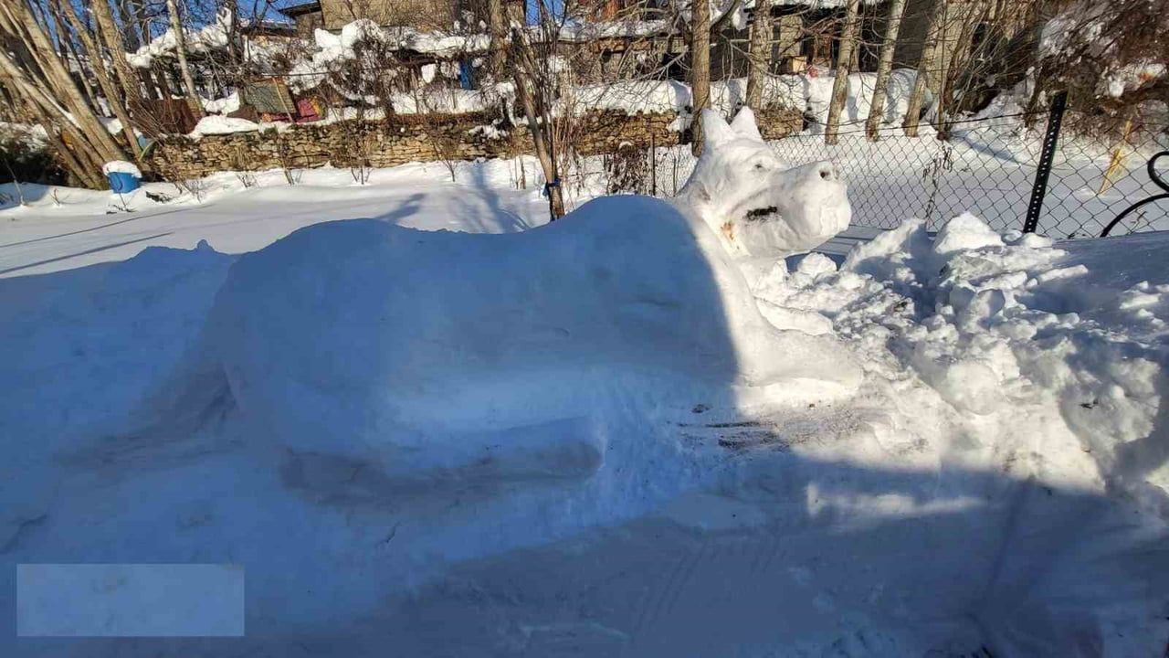Hakkari'de Kardan Kangal Köpeği Figürü Yapıldı