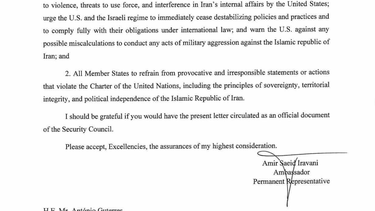 İran, BM'ye Mektup Gönderdi: ABD ve İsrail'e Suçlamalar