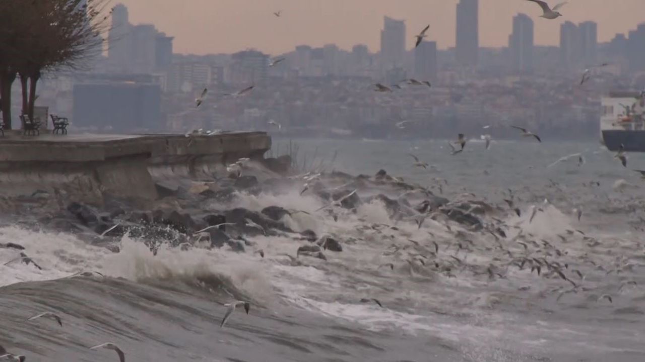 İstanbul'da Lodos Etkisi: Dev Dalgalar Fatih ve Zeytinburnu'nda Görüldü