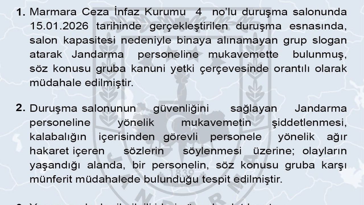 Jandarma Genel Komutanlığı'ndan Açıklama: Orantılı Müdahale Gerçekleştirildi