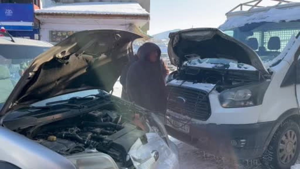 Kars'ta Dondurucu Soğuk Araçları Dondurdu