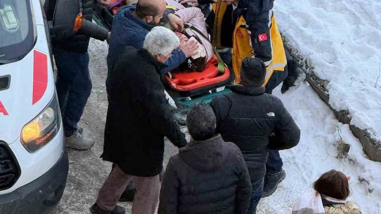 Kars'ta Öğrenciye Buz Kütlesi Düştü