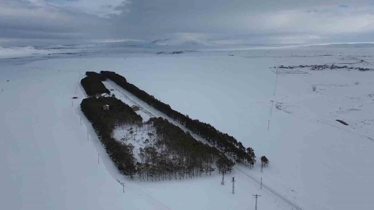 Kars'taki Benliahmet Tren İstasyonu'nda Kış Masalı