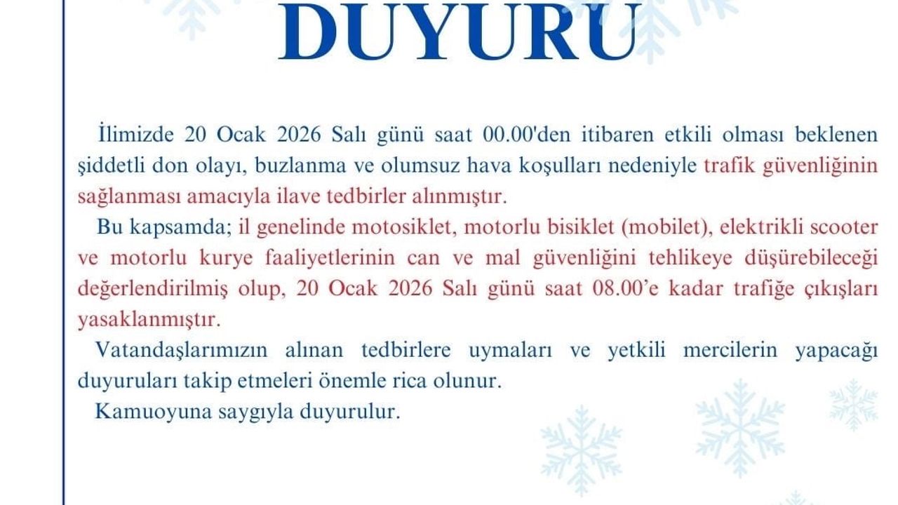 Kırşehir'de Motokuryelere Trafik Kısıtlaması
