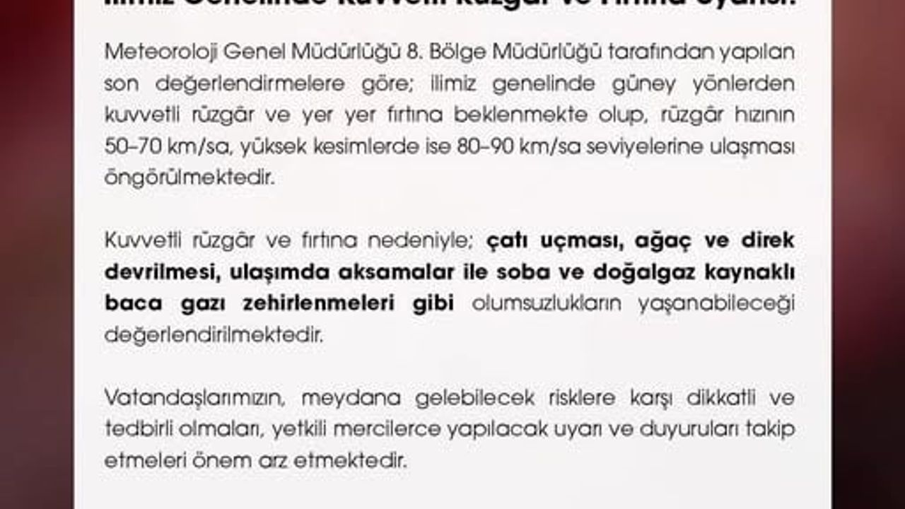 Niğde'de Fırtına Uyarısı: Dikkatli Olun!