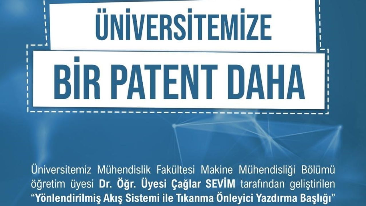 Niğde Ömer Halisdemir Üniversitesi'nden Yeni Patent: Tıkanma Önleyici Yazdırma Başlığı