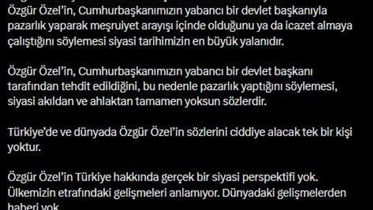 Ömer Çelik'ten Özgür Özel'e Eleştiriler