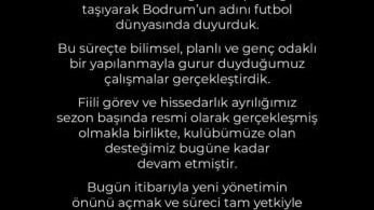 Öztürk Ailesi Bodrum FK'daki Sorumluluklarını Devretti
