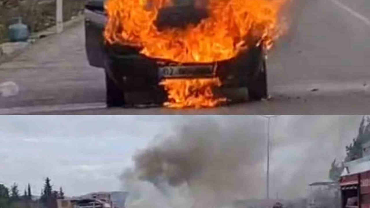 Silifke'de Seyir Halindeki Araç Yandı