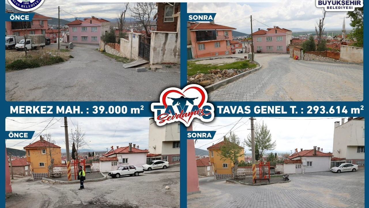 Tavas'ta Üst Yapı Yatırımları: 293 Bin Metrekare Parke Taşı