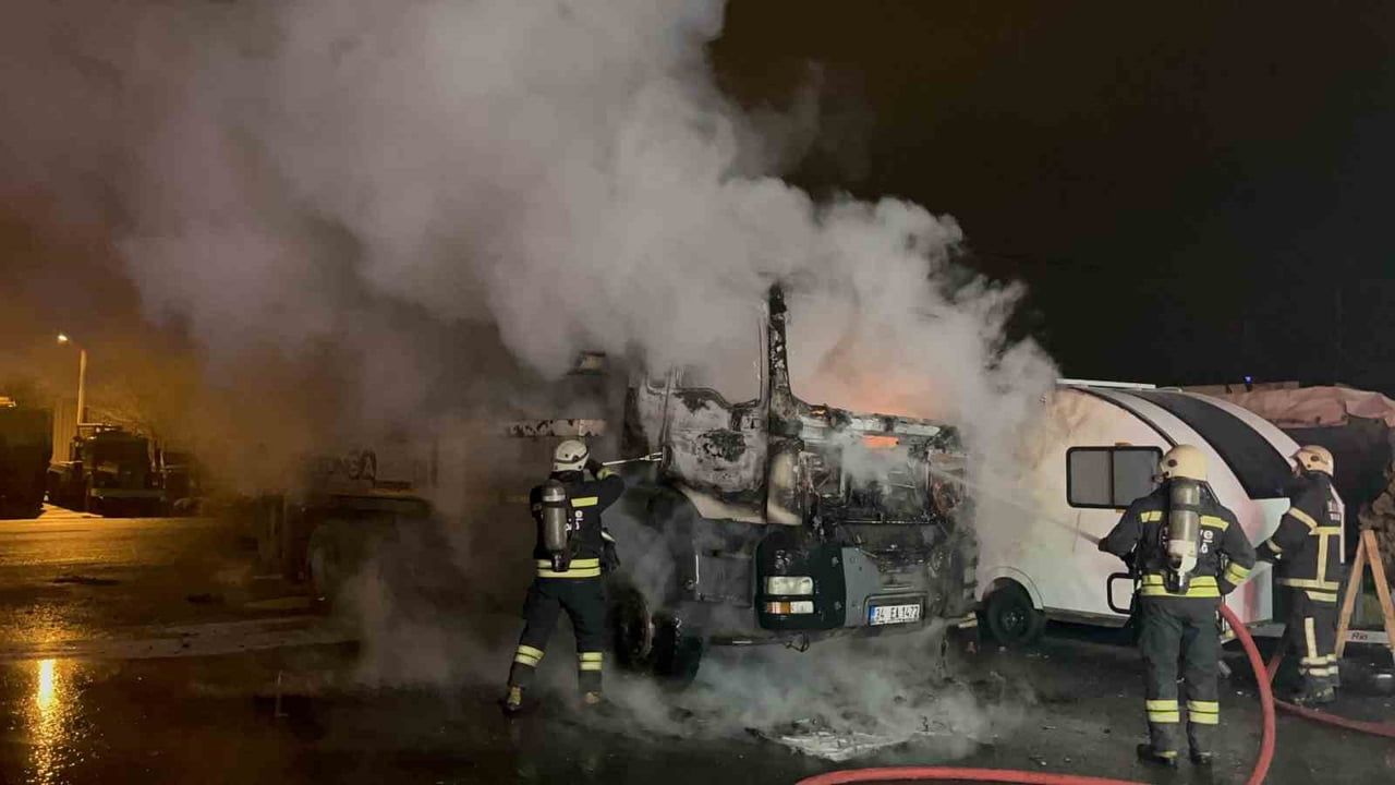 Tekirdağ'da Beton Pompası Yangını