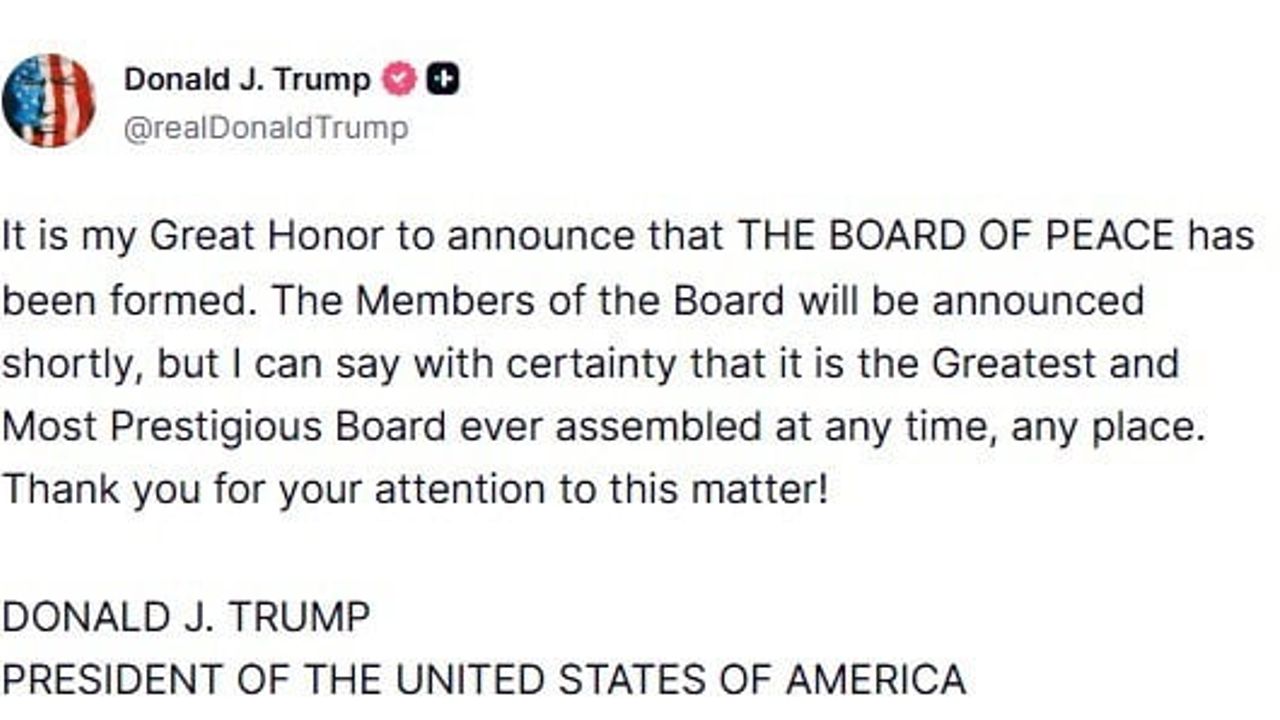 Trump, Gazze Barış Kurulu'nu Duyurdu