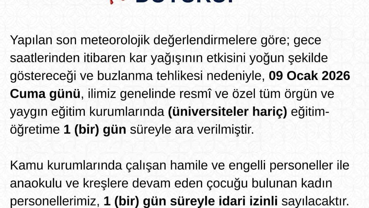 Tunceli'de Kar Yağışı Nedeniyle Eğitime Ara Verildi