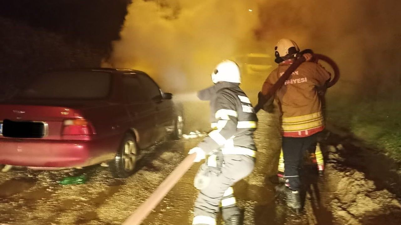 Yayladağı'nda Otomobil Yangını: Motor Kısmı Alev Aldı