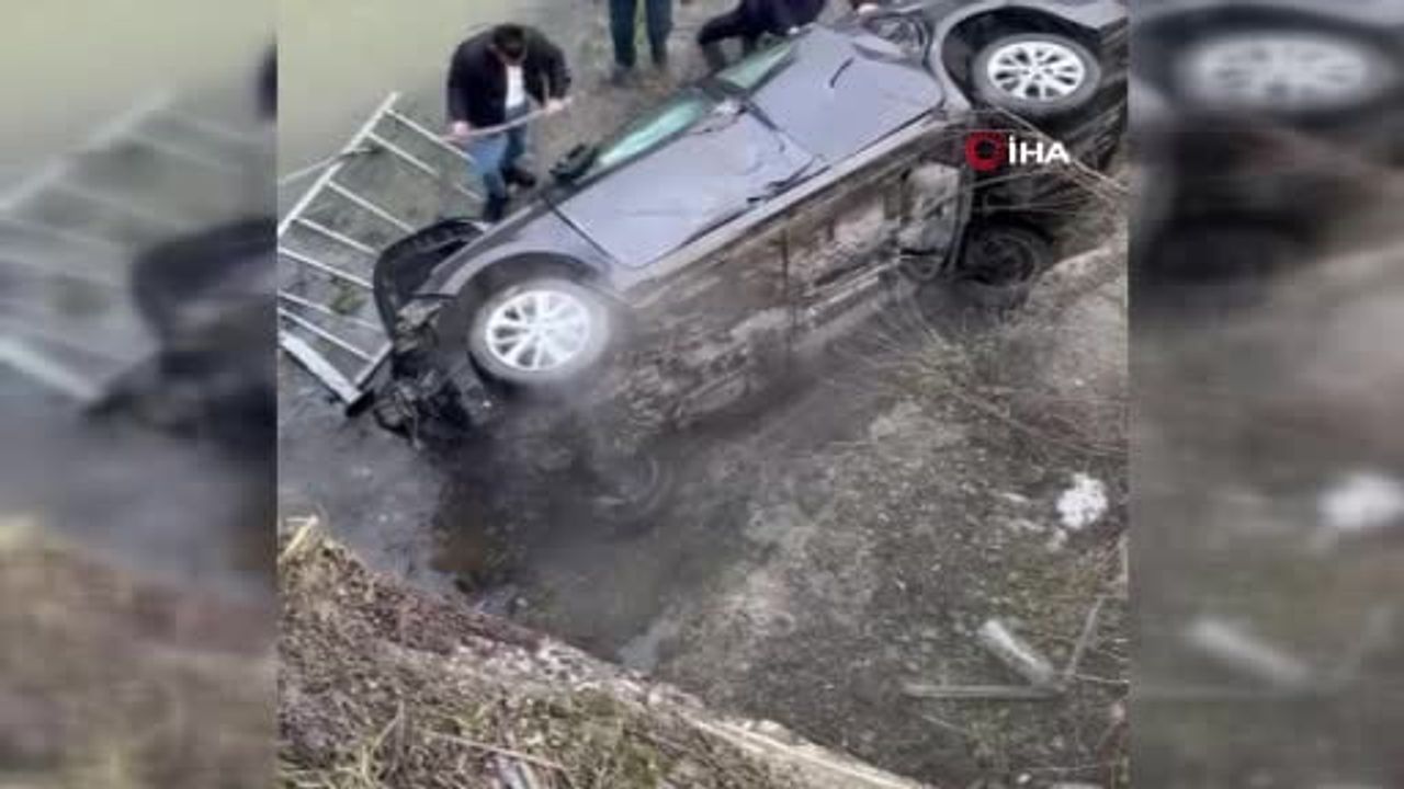 Zonguldak'ta Araç Köprüden Dereye Düşerek Kaza Yaptı