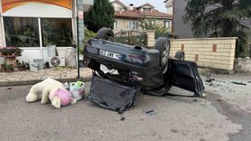 Takla Atan Otomobil Kazasında Sürücü Sağ Çıktı