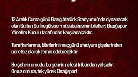 Elazığspor'dan Ücretsiz Bilet Duyurusu