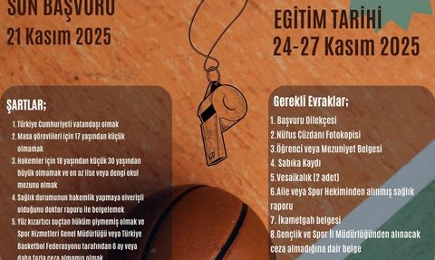 Aydın'da Basketbol Hakemliği Kursu Başlıyor
