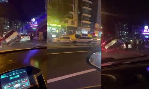 Diyarbakır'da İlginç Kaza: Araç Başka Bir Araç Üzerine Çıktı