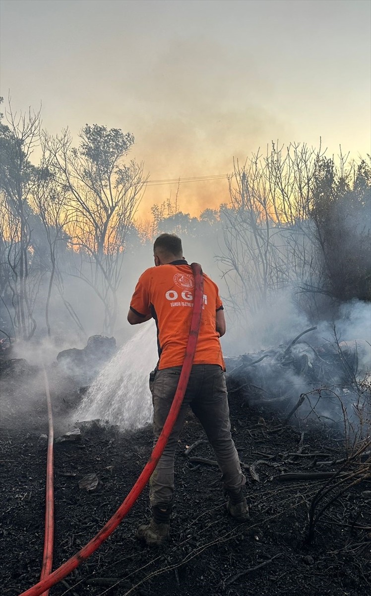 Antalya'nın Serik ilçesinde ormanlık alanda çıkan yangına havadan ve karadan müdahale...