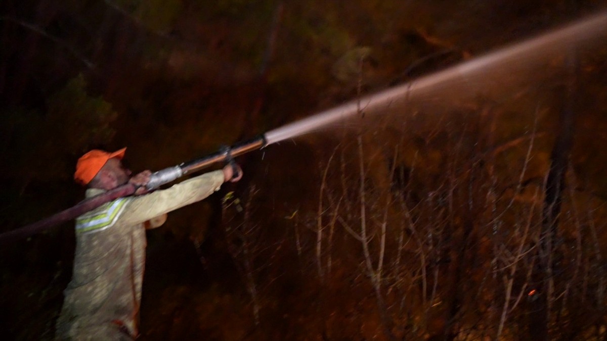 Antalya'nın Serik ilçesinde ormanlık alanda dün çıkan orman yangınını kontrol altına almak için...